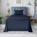 Winston Porter Ratzlaff Brushed Sheet Set w/ Fitted Flat Sheets & Pillowcase Microfiber/Polyester in Blue/Navy | Twin | Wayfair