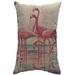 Bay Isle Home™ Strock Flamingos Linen Lumbar Pillow Polyester/Polyfill/Linen | 12 H x 18 W x 5 D in | Wayfair 83452278E37A414B87557A5A69C86D91