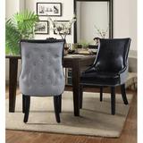 Rosdorf Park Luzerne Tufted Linen Side Chair Wood/Upholstered/Fabric in Black | 39.5 H x 25.5 W x 22 D in | Wayfair