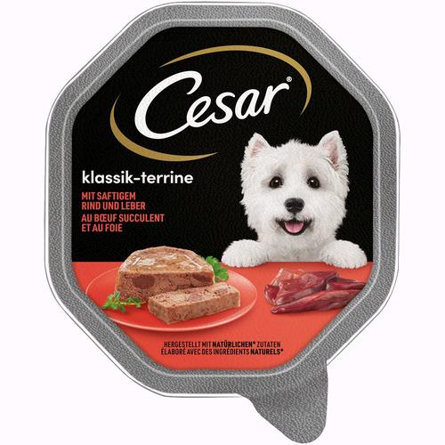 14x150g Klassiker mit saftigem Rind und Leber Cesar Hundefutter nass