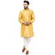 SKAVIJ Kurta Pajama Set for Men Art Silk Party Wear Festive Dress Suit Gold M