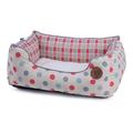 Petface Punkte und Karo Muster Oval Hundebett, Klein, quadratisch, creme