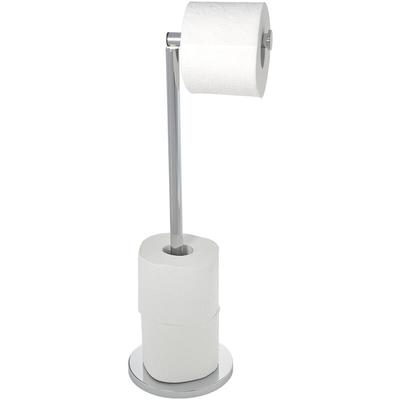 Wenko - 2in1 Stand Toilettenpapierhalter, Edelstahl, platzsparend, für bis zu 4 Ersatzrollen,