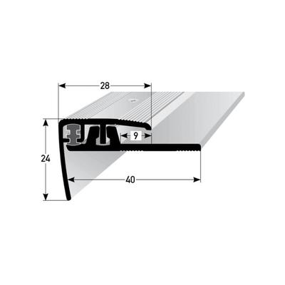 Klick-Treppenkante für Vinyl / Laminat / Parkett 'Lakeview', Höhe 4 - 7 mm, 28 mm breit, 2-teilig,