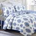 Bungalow Rose Manwe Cotton Reversible Eclectic 3 Piece Quilt Set Cotton in Blue/White | Queen Quilt + 2 Standard Shams | Wayfair