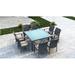 Wade Logan® Ballu 9 Piece Outdoor Dining Set w/ Sunbrella Cushion Glass in Gray | 29.5 H x 59 W x 59 D in | Wayfair