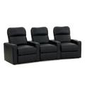Latitude Run® 72" Wide Faux Leather Home Theater Sofa w/ Cup Holder Faux Leather in Black | 44 H x 72 W x 41.5 D in | Wayfair