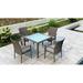 Wade Logan® Ballu Square 4 - Person 39.25" Long Outdoor Dining Set w/ Cushions Glass, Wicker in Gray | 39.25 W x 39.25 D in | Wayfair