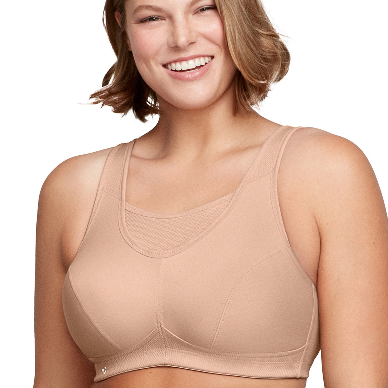Glamorise No-Bounce Camisole Sports Bra (Size 34-DD) Beige, Lycra,Nylon,Polyester
