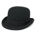 Cotswold Country Hats Luxury Stiff Build Traditional Wool Felt Bowler Hat. Satin Lined. British English Derby Bowler Hat (Medium - 57cm) Black