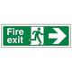 VSafety englisches Schild „Fire Exit“ mit Pfeil nach Rechts, Querformat, 600 x 200 mm, 2 mm starrer Kunststoff