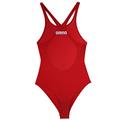 arena Mädchen Trainings Badeanzug Solid Swim Pro (Schnelltrocknend, UV-Schutz UPF 50+, Chlorresistent), Rot (Red-White), 140