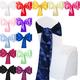 Time to Sparkle 100pcs Satin Chair Cover Sashes Bow Tie Ribbon Table Runner Wedding Reception Decoration - Navy Blue