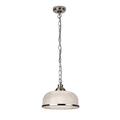 Searchlight 1682SS Bistro II One Light Ceiling Pendant Light in Satin Silver with Glass Shade