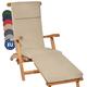 Beautissu Deckchair Pad 175x45x5cm Loftlux DC – Comfortable Cushion For Steamer Recliner Sun Bed Lounger Chaisse Chair – Removable Cover - Natural