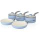 Swan SWPS5020BLN Retro 5 Piece Aluminium Pan Set with Glass Lid, Non-Stick Ceramic Coating, Blue