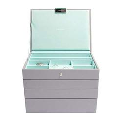 Stackers Dove Grey with Mint Green Classic Medium Jewellery Box, Set of 4