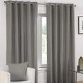 Tony's Textiles Plain Belvedere Charcoal Grey Silver Eyelet Ring Top Fully Lined Curtains (90" Wide x 90" Drop)