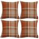 McAlister Textiles Set of 4 Heritage Terracotta Orange Tartan Check Cushions With Filling Square Throw Pillows for Bed or Sofa 43x43 Cm - 17x17 Inches