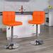 Wrought Studio™ Leonardo Contemporary Quilted Vinyl Adjustable Height Barstool w/ Chrome Base Upholstered/Metal in Orange | 17 W x 18 D in | Wayfair