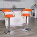 Wrought Studio™ Damian Contemporary Vinyl Adjustable Height Barstool w/ Arms & Chrome Base Upholstered/Metal in Orange | 19.5 W x 19.5 D in | Wayfair