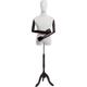 Eurotondisplay tailor's dummy linen cover fabric, upper body and head, wooden arms and finger, adjustable, dark wood stand., Wood, Black , A-9-T-G männlich