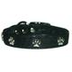 OmniPet Signature Leather Suede Dog Collar with Paw Ornaments, 1/2" x 12", Black