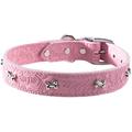 OmniPet Signature Leather Suede Dog Collar with Bone Ornaments, 3/4" x 20", Pink