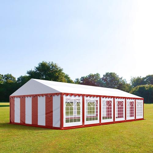 6x12m Partyzelt, PVC-Plane, rot-weiß - (6059)