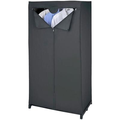 Kleiderschrank Deep Black, Schwarz, Polyethylen-Vinylacetat schwarz, Stahl - schwarz - Wenko