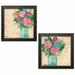 Ophelia & Co. Watercolor-Style Floral Décor Mason Jar Flower Bouquet by Paul Brent - 2 Piece Graphic Art Print Set Canvas/Paper | Wayfair