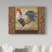 Trademark Fine Art 'Le Coq Gray Stripe' Graphic Art Print on Wrapped Canvas in Blue/Red/Yellow | 18 H x 24 W x 2 D in | Wayfair ALI37357-C1824GG