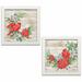 The Holiday Aisle® Holiday Décor Cardinal & Poinsettia Floral by Paul Brent - 2 Piece Graphic Art Print Set Paper in Green | Wayfair