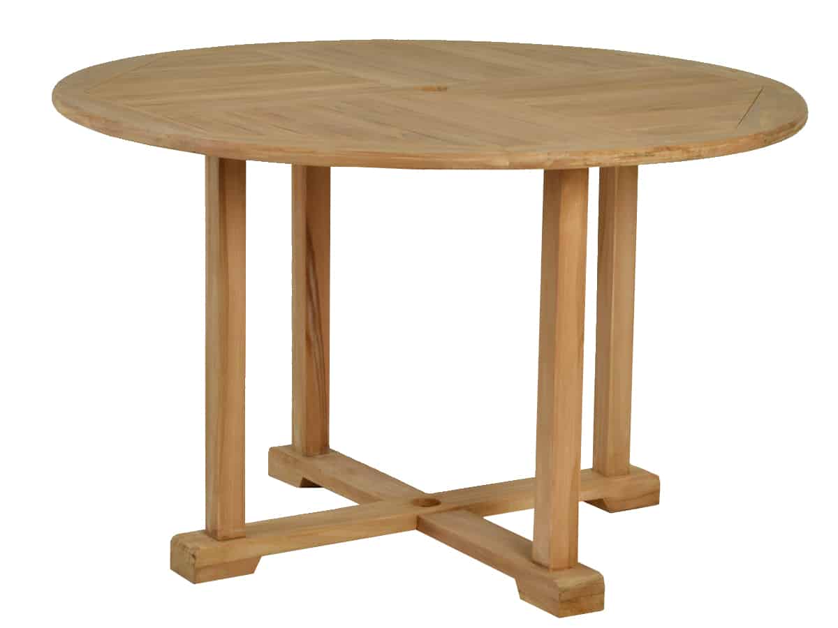 MiaMöbel Teak Esstisch 120cm - rund Massivholz Teak Modern