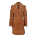 Smart Range Trench 3457 Ladies Classic Knee-Length Designer Real Suede Leather Jacket Coat (18, Tan Suede)