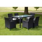 Set da Pranzo per Esterni 7 pz con Cuscini in Polyrattan Grigio colore : Nero