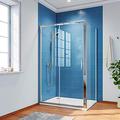 ELEGANT 1000 x 900 mm Sliding Shower Enclosure 6mm Safety Glass Reversible Bathroom Cubicle Screen Door with Side Panel