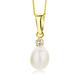 Orovi Women Necklace/Pendant with Chain 9 ct/375 Yellow Gold With White Freshwater Pearl And Brilliant Cut Cubic Zirconia - Chain 45 cm