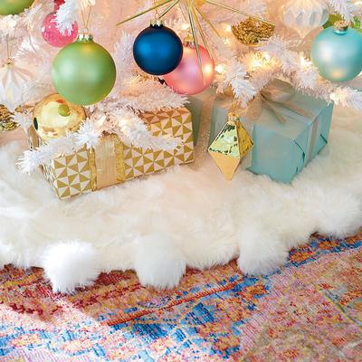 Christmas White Faux Fur Tree Skirt - Grandin Road