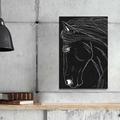 Gracie Oaks 'Horse Sketch II Black' Drawing Print on Canvas Canvas, Wood in Black/Gray/White | 24 H x 16 W x 1.5 D in | Wayfair