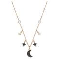 Swarovski Symbolic necklace, Moon and star, Black, Rose-gold tone plated