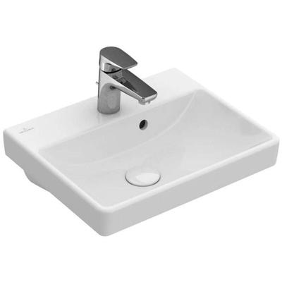 Villeroy&boch - Avento - Handwaschbecken Compact, 45x22 cm, mit Überlauf, mit Hahnloch, Alpinweß