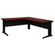 Red Barrel Studio® Fusion L Shape Desk Shell Wood/Metal in Brown/Red | 29 H x 66 W x 72 D in | Wayfair 5C64F1F0A89D41E5BE3DBCBBC8931D45