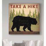 Millwood Pines Take a Hike Bear by Ryan Fowler - Graphic Art Print on Canvas in Black | 35 H x 35 W x 2 D in | Wayfair