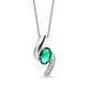 Orovi Woman Necklace/Pendant with Chain 9 ct / 375 White Gold With Diamonds Brilliant Cut and Emerald Oval Cut 0.35 ct Chain 45 cm