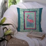 East Urban Home Flamingo Outdoor Square Pillow Cover & Insert Polyester/Polyfill blend in Blue | 14 H x 14 W x 4 D in | Wayfair