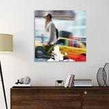 Ebern Designs 'Ny City Service' Graphic Art Print on Wrapped Canvas in Blue/Yellow | 30 H x 30 W x 1.5 D in | Wayfair