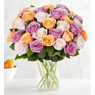 1-800-Flowers Flower Delivery Sorbet Roses 36 Stems W/ Clear Vase | Put A Smile On Their Face