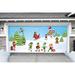 The Holiday Aisle® North Pole Elves Christmas Garage Door Mural w/ 192" W Polyester in Blue/Green | 84 H x 192 W x 1 D in | Wayfair