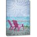 Highland Dunes Bahamas, Little Exuma Island Deck Chairs by Don Paulson - Graphic Art Print on Canvas in Blue/Pink | 24 H x 16 W x 1.5 D in | Wayfair